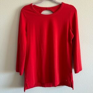 Kate Spade Tee Shirt 3/4-Sleeve Crewneck Top Cut-Out Women’s Red Bow